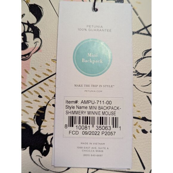 Disney Baby Petunia Pickle Bottom Minnie Mouse Mini Backpack  White/Gold/Pink Wi - Picture 6 of 8